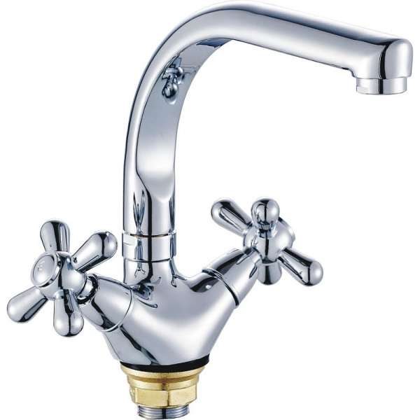 Смеситель для кухни/мойки HAIBA CRON двухвентильный, поворотный, длина 174 мм, силумин, цвет хром