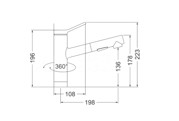 Смеситель для кухни/мойки EMAR, однорычажный, керамический картридж, с поворотным выдвижным изливом, длина излива 202 мм, латунь, цвет оникс