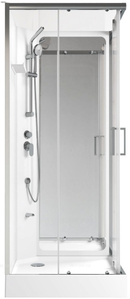 Душевая кабина 90x90x202 см Aquanet Passion P 2.0 поддон низкий, квадратная, угловая, стекло прозрачное, заднее белое, с верхним душем, без гидромассажа, без крыши