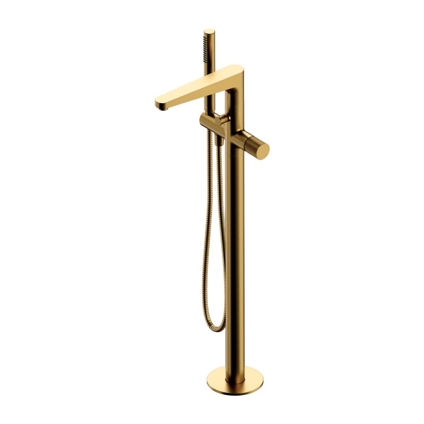 Смеситель для ванны отдельностоящий OMNIRES CONTOUR однорычажный, неповоротный, керамический, длина 220 мм, латунь, цвет золотой брашированный,