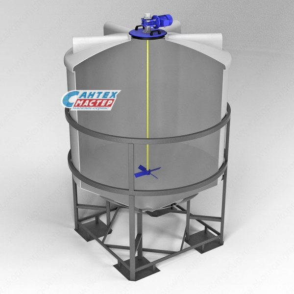 Емкость  пластиковая (бак) Экопром ФМ 500 литров  в обрешетке с пропеллерной (лопастной) мешалкой  (цвет-белый) 171.0000.000.003
