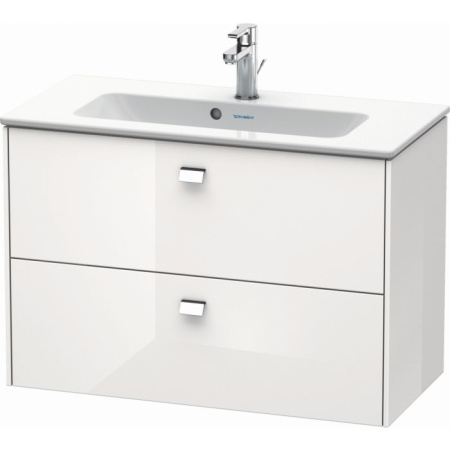 Тумба под раковину Duravit Brioso, 82х38,9x55,3 см, подвесная, 2 выдвижных ящика, ДСП, цвет: белый глянец/хром, шкафчик навесной, механизм доводчика, прямоугольная, правая/левая, в ванную комнату