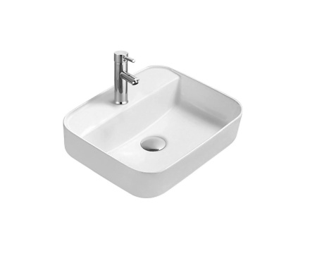 Раковина/умывальник Aquatek Вега, 50х39,5 см, накладная, прямоугольная, санфарфор, цвет белый, с отверстием под смеситель, без слив-перелива, умывальник