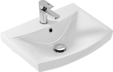 Раковина универсальная Cersanit CARINA 50, подвесная, 1 отверстие, прямоугольная , фарфоровая, цвет белый, с отверстием под смеситель, слив-перелив, умывальник, рукомойник