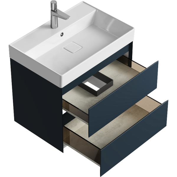 Тумба под умывальник AQWELLA Geometria 65 см серый, 2 ящика