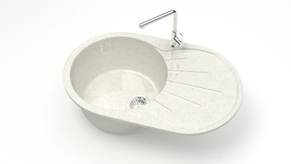 Мойка Bergg Z110, 73х45х21.5 см, с правым крылом, врезная, из искусственного камня, овальная, цвет хлопок, отверстие под смеситель, слив-перелив, для кухни Мойка Bergg Z110, 73х45х21.5 см, с правым крылом, врезная, из искусственного камня, овальная, цвет хлопок, отверстие под смеситель, слив-перелив, для кухни