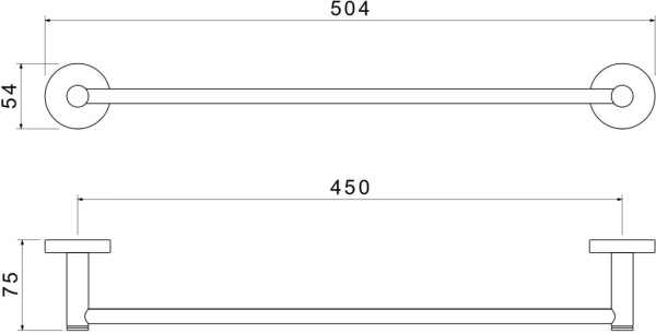Полотенцедержатель Aquatek Европа одинарный, 450 мм настенный, неповоротный, нержавеющая сталь/латунь, для полотенец в ванную/туалет/душевую кабину, цвет матовый черный