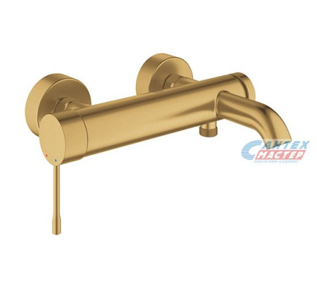 Смеситель для ванны/душа Grohe Essence+ однорычажный, керамический, настенный, излив фиксированный 106 мм, латунь, цвет холодный рассвет матовый, короткий, универсальный, горизонтальный, рычажный, кран, комплект, сантехника, размер, характеристики