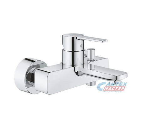 Смеситель для ванны/душа Grohe Lineare New однорычажный, керамический, настенный, излив фиксированный 162 мм, латунь, цвет хром, короткий, универсальный, горизонтальный, рычажный, кран, комплект, сантехника, размер, характеристики, высота, расстояние