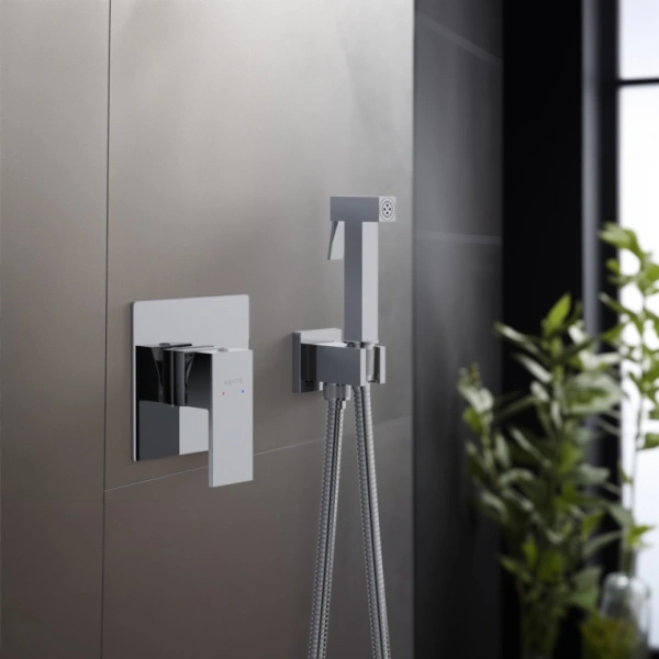 Смеситель с гигиеническим душем Aquatek Либра встраиваемый, однорычажный, керамический, без излива, с гибким шлангом/лейкой, латунь, цвет хром