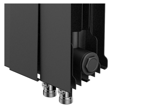 Радиатор отопления Royal Thermo PianoForte 500 Noir Sable VDR80 (8 секций) биметаллический, нижнее, правое подключение, для квартиры, дома, водяные, мощность 1512 Вт, настенный, батарея, черный