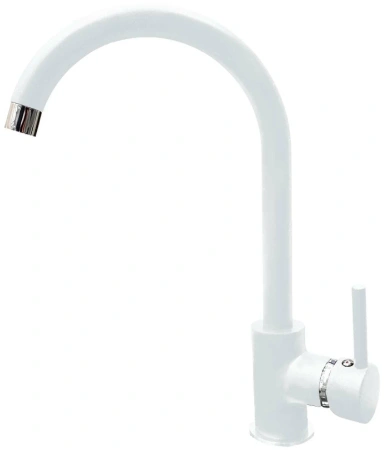 Смеситель для кухни/мойки GranFest, однорычажный, керамический картридж, высокий, с поворотным изливом, длина 188 мм, латунь, цвет иней