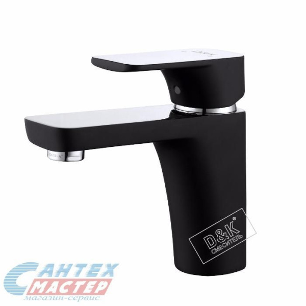 Смеситель для раковины D&K Berlin Technische однорычажный, излив короткий, длина 125 мм, керамический, латунь, цвет черный, без донного клапана
