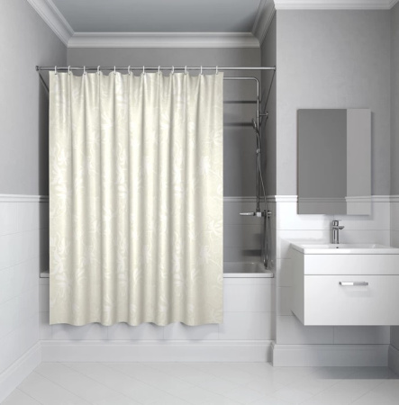 Шторка Iddis Base полиэстер, цвет бежевый с цветочным узором, 2000x1800 мм покрытие водоотталкивающее BD04P18i11