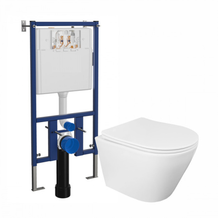 Сет инсталляция Loranto + унитаз Krosa, c сиденьем микролифт, система для подвесного унитаза, со скрытым смывным бачком (бак), с подвесным унитазом