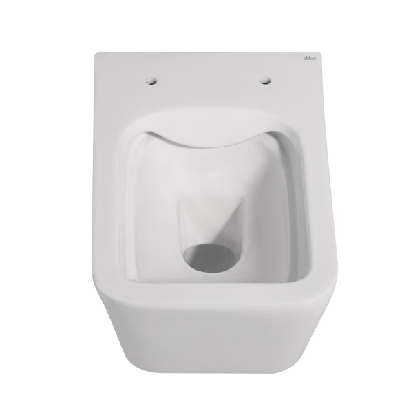Унитаз подвесной ABBER Rechteck 530х355х360 мм цвет белый матовый, горизонтальный (прямой) выпуск, смыв торнадо, безободковый, система антивсплеск, с сиденьем микролифт, дюропласт AC1201MW