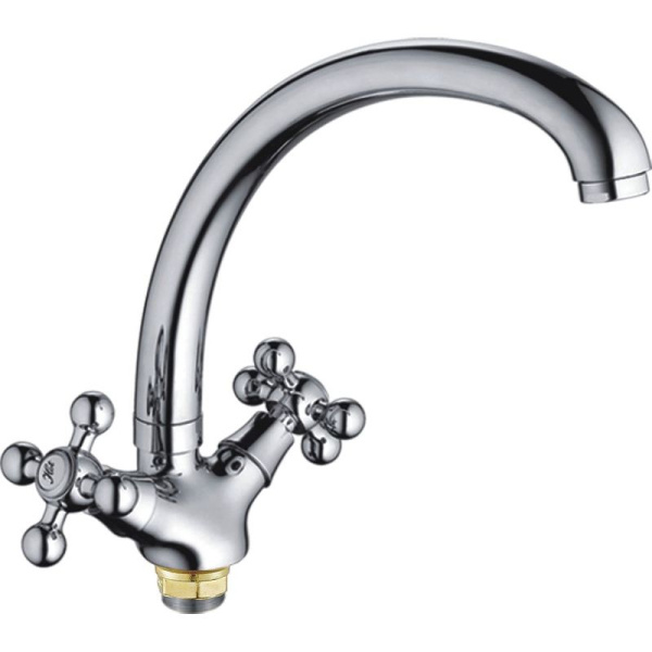 Смеситель для кухни/мойки HAIBA CRON двухвентильный, поворотный, длина 212 мм, силумин, цвет хром