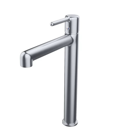 Смеситель для раковины/умывальника IDDIS Aiger однорычажный, неповоротный, керамический картридж, высокий, длина излива 182 мм, латунь, цвет хром матовый