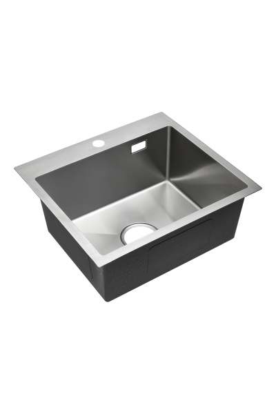 Мойка Ukinox Практика, 50х45 см, врезная, прямоугольная, цвет брашированная сталь, с отверстием под смеситель, перелив, без крыла, без выпуска