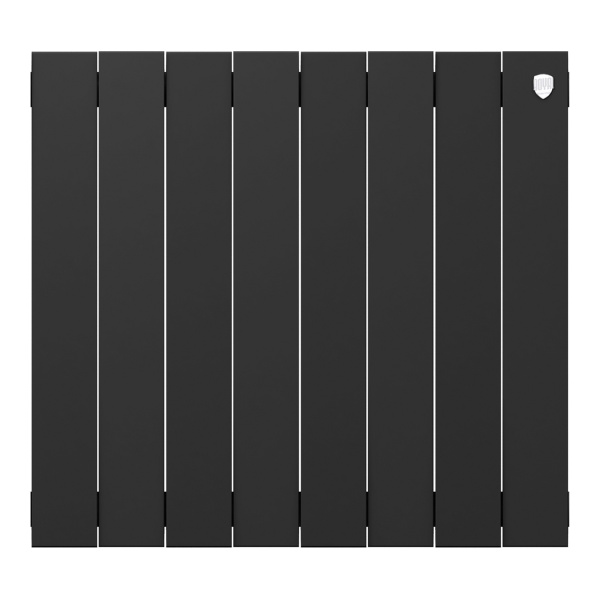 Радиатор отопления Royal Thermo PianoForte Noir Sable 500 (8 секций) биметаллический, боковое подключение, для квартиры, дома, водяные, мощность 1512 Вт, настенный, батарея, черный (Роял Термо)