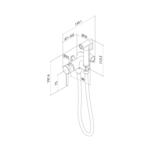 Смеситель с гигиеническим душем IDDIS Axes встраиваемый, однорычажный, керамический, без излива, с гибким шлангом/лейкой, латунь, цвет хром матовый 005BCR0i08