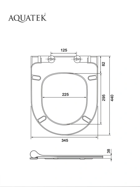 Cиденье для унитаза Aquatek Леон 44х34,5х3,6 см полипропилен, цвет белый, с крышкой, быстросъемное, микролифт (SoftClose), крепление