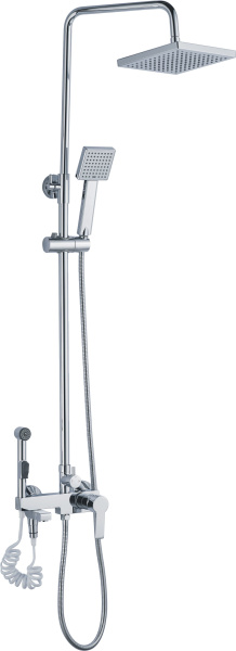 Душевой комплект HAIBA однозахватный, хромированный, настенный, с тропическим душем, с изливом, с гигиеническим душем, поворотный, латунь, цвет хром