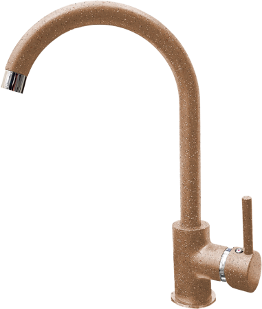 Смеситель для кухни/мойки GranFest, однорычажный, керамический картридж, высокий, с поворотным изливом, длина 188 мм, латунь, цвет терракот
