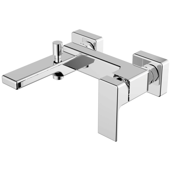 Смеситель для ванны/душа Azario BLAKE, однорычажный, настенный, неповоротный, латунь, длина излива 208 мм, керамический, цвет хром