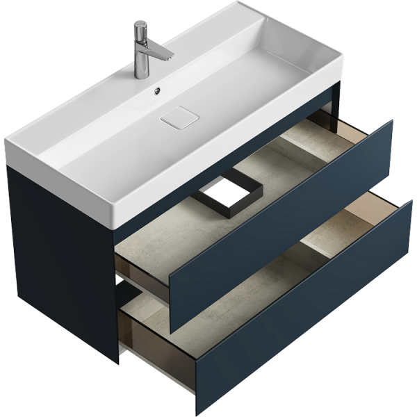 Тумба под умывальник AQWELLA Geometria 100 см серый, 2 ящика