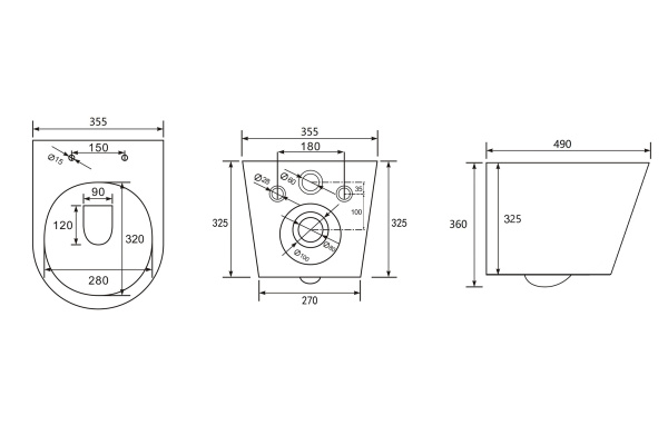 Унитаз подвесной ABBER Bequem 490х355х360 мм цвет белый глянцевый, горизонтальный (прямой) выпуск, система антивсплеск, смыв торнадо, безободковый, с сиденьем микролифт, дюропласт, под скрытый бачок AC1102T