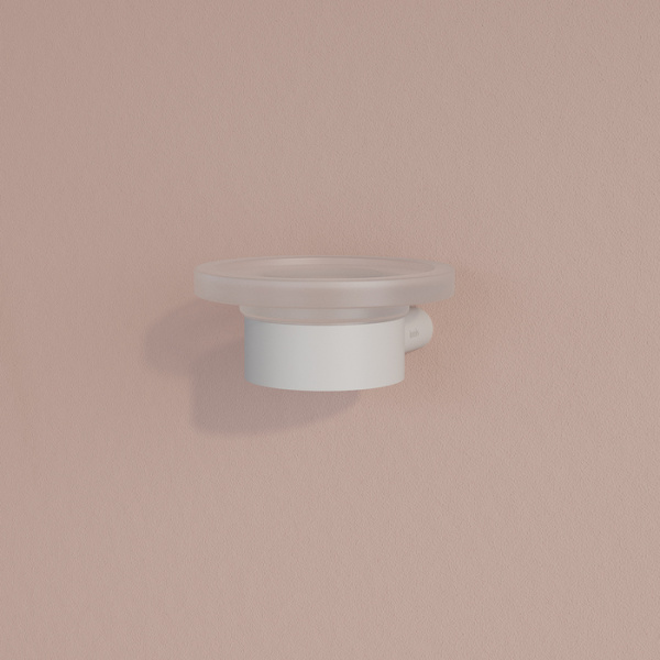 Мыльница IDDIS Petite, настенная, нержавеющая сталь/стекло, форма круглая, для душа/мыла, в ванную/туалет/душевую кабину, цвет белый матовый PETWTSGi42