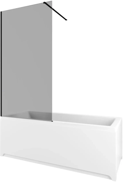 Шторка на ванну Allen Brau Infinity 3 универсальная, размер 825х1600 мм, закаленное стекло 8 мм, фиксированная, стекло тонированное, профиль черный браш