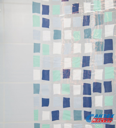 Шторка АкваЛиния для ванной комнаты ПВХ зеленый мозайка S-C016