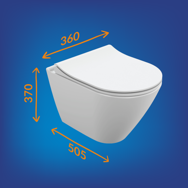 Унитаз подвесной Cersanit CITY SMART Clean On DPL EO slim LP белый, горизонтальный (в стену) выпуск, подвесной, с крышкой (сиденье) дюропласт ультратонкое, с микролифтом, безободковый