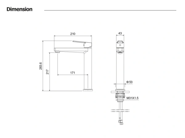 Смеситель для раковины/умывальника Aquatek Лугано однорычажный, неповоротный, фиксированный, высокий излив длина 171 мм высота 217 мм, латунь, цвет оружейная сталь