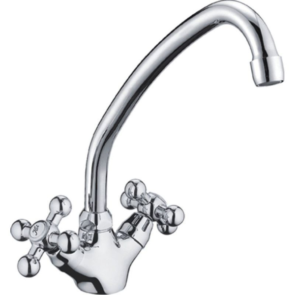 Смеситель для кухни/мойки HAIBA CRON двухвентильный, поворотный, длина 214 мм, силумин, цвет хром