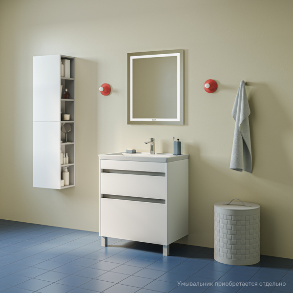 Тумба под раковину IDDIS Zodiac Х, 784х441х795 мм, напольная, 2 выдвижных ящика, ЛДСП, цвет белый, система плавного закрывания, прямоугольная, универсальная, в ванную комнату ZDX80WFi95