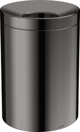 Ведро/корзина для мусора Axor Universal Circular Accessories с крышкой, 5 л, напольное, металлическое/пластиковое, форма круглая, для туалета/ванной/кухни, цвет полированный черный хром, со съемной вставкой