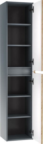 Пенал Домино Karat 35, 314х300х1700 мм, подвесной, цвет: графит/дуб вотан, 2 распашные дверцы, шкаф/шкафчик подвесной, прямоугольный