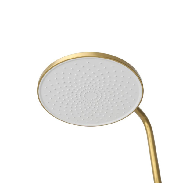 Душевая система Cezares Relax высота 1460 мм, цвет брашированное золото, комплект: однорычажный смеситель/тропический душ (с верхней лейкой)/стойка/лейка/шланг, наружного монтажа