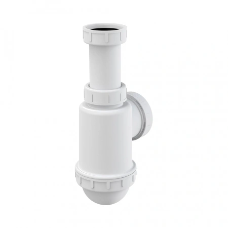Сифон для мойки AlcaPlast A443 бутылочный, без выпуска 1 1/2"Х40/50 мм с накидной гайкой, полипропилен, белый A443-DN50/40