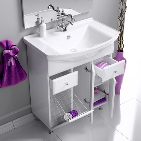 Тумба Aqwella Барселона Lux 85 с бельевой корзиной с раковиной Стиль 85 BA0108K