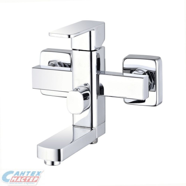 Смеситель для ванны/душа G-lauf однорычажный, керамический, настенный, излив короткий литой 124 мм, латунь хром, горизонтальный, поворотный, однорукий, кран, комплект, сантехника, размер, характеристики, высота, расстояние (Глауф)