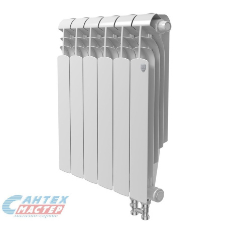 Радиатор отопления Royal Thermo Vittoria Super 500 VDR (4 секций) биметаллический, нижнее правое подключение, для квартиры, дома, водяные, мощность 700 Вт, настенный, батарея, белый (Роял Термо)