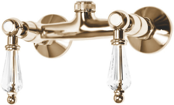 Душевая система Cezares Diamond высота 890-1290 мм, цвет бронза, комплект: двухвентильный смеситель/тропический душ (с верхней лейкой)/стойка/лейка/шланг, наружного монтажа, ручки Swarovski