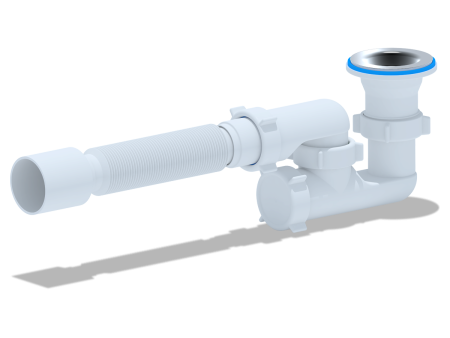 Сифон ANI (Ани-пласт) для душевого поддона 1 1/2"*40 плоский, регулируемый, с гибкой трубой 375*40/50 белый, полипропилен E215