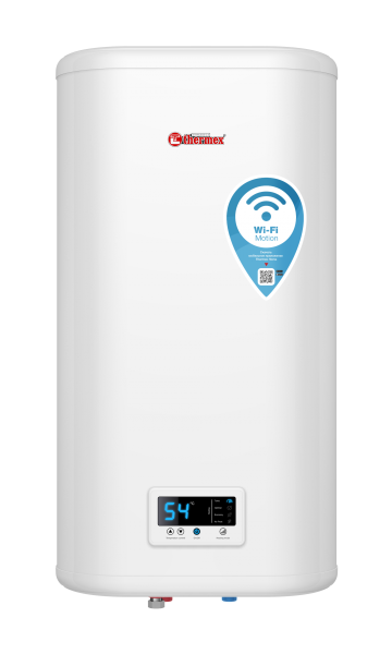 Водонагреватель 50 л Thermex IF 50 V (pro) Wi-Fi электрический, настенный, вертикальный, накопительный тип, 2 квт, 880х239х452 мм, 230 в, (цвет белый, плоский), с нижней подводкой