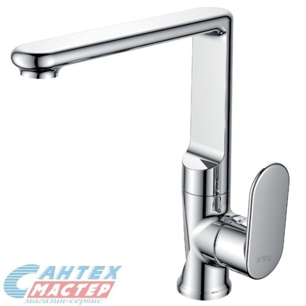 Смеситель для кухни/мойки D&K Speyer Rhein однорычажный, поворотный, керамический, с высоким изливом, длина 180 мм, поворотный, латунь, цвет хром, ёлочка,  кухонный, хромированный, кран, комплект, сантехника, водопроводные, размер, характеристики