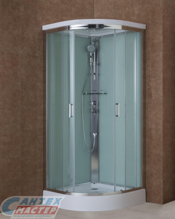 Душевая кабина 90х90х216 см Star A, BandHours поддон низкий, полукруглая, угловая, без гидромассажа, с верхним душем, смеситель, профиль хром , прозрачное стекло, белая, закрытая Душевая кабина 90х90х216 см Star A, BandHours поддон низкий, полукруглая, угловая, без гидромассажа, с верхним душем, смеситель, профиль хром , прозрачное стекло, белая, закрытая